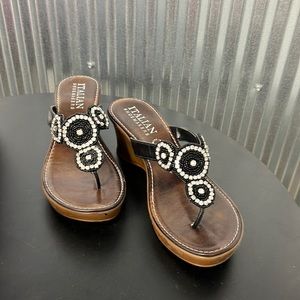 Italian shoemaker sandal, Beautiful black and silver detail